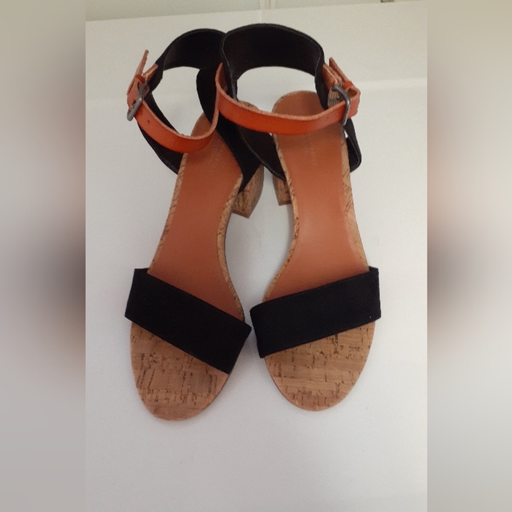 American Eagle black/cork wedge sandals. Size 8.